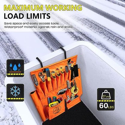 Lineman Tool Board, Aerial Apron, Bucket Truck Tools Organizer with Over 16 Pockets, Tool Organizer for Bucket Trucks and Lineman, Includes Two 2” Bucket Hooks - size: 16 Pockets