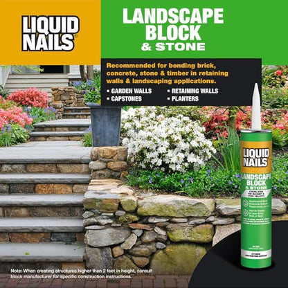 Liquid Nails - LN-905 Landscape Block Adhesive (LN905), Low VOC, 10 oz (Pack of 6) - size: 10 Ounce (Pack of 6), style: Landscape