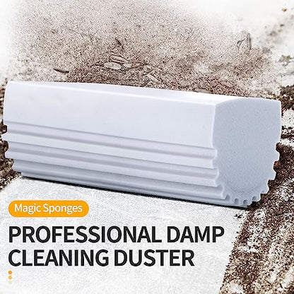 COBETE Damp Clean Duster Sponge,4pack Magic Sponge Eraser,Reusable Damp Dusting Sponge Household Cleaning for Blinds, Glass, Baseboards,Radiators,Window Track Grooves(Grey) - color: Gray