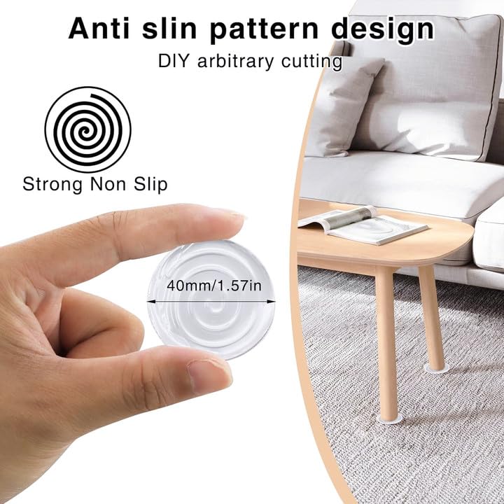16PCS Clear Furniture Non Slip Grippers, Self Adhesive Non Skid Chair Leg Couch Feet Pads
