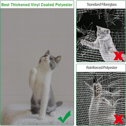 QWR Pet Proof Window Screen Replacement Kit, 48"x118" Durable High Hardness Screen Mesh Replacement Window Screens Repair Kit for Sliding Screen Door,Patio and Windows.(Folded Package with Tool Kit) - size: 48''x 118''-folded/With Tool Kit