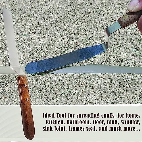 A2Z Scilab Brand Engineering Classic Offset Caulk Tooling Spatula, Stainless Steel (6 Inch Long Offset Blade) - style: 6 Inch Long Offset Blade