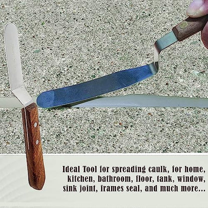 A2Z Scilab Brand Engineering Classic Offset Caulk Tooling Spatula, Stainless Steel (3 Inch Long Offset Blade) - style: 3 Inch Long Offset Blade