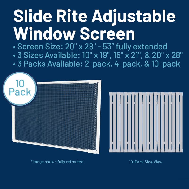 Adjustable & Expandable Window Screen 28" - 53" x 20" (10-Pack) Pre-Framed Window Screen - size: 28" - 53" x 20" (10-pack)