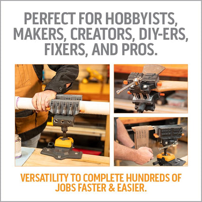 WORK IQ TOOLS 360° Rotating Bench Vise with 5" Jaw Pads - Versatile Woodworking & Pipe Vise for Home Improvement Projects - Compatible with Work Table Workbenches & IQ Connect Accessories