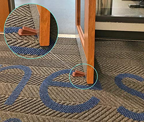 Rubber Door Stoppers - Door Stop Wedge, Large Heavy Duty Flexible Door Holder - Brown 4 Pack - Non Marking Anti Slip Jammer - color: Brown