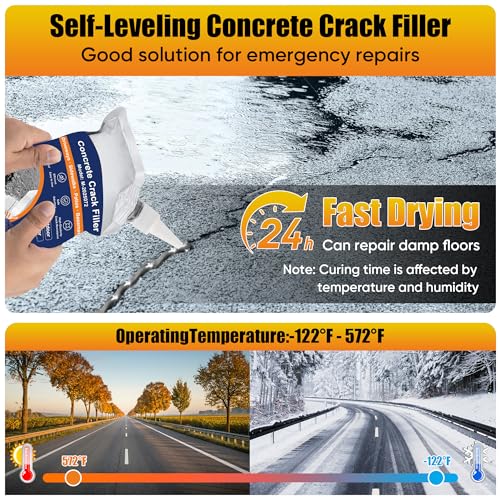 Concrete Crack Filler, 4 PCS Self Leveling Cement Crack Sealant, Quick-Drying Sealing Adhesive Repair Sealer for Driveways, Sidewalks, Patios, Waterproof Outdoor Joint Caulking Glue, Gray - style: 70 oz