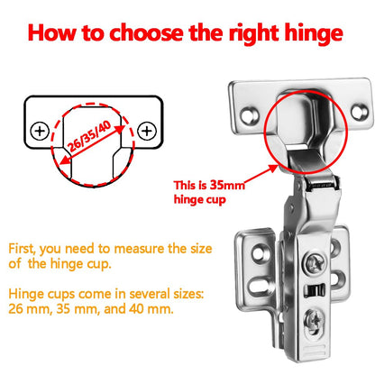4pcs Half Overlay Cabinet Hinge Frameless Concealed Door Hinges European Soft Closing Four-Hole Mounting Plate Hinges Nickel Plated Finish - color: Half Overlay, size: 2 Pairs