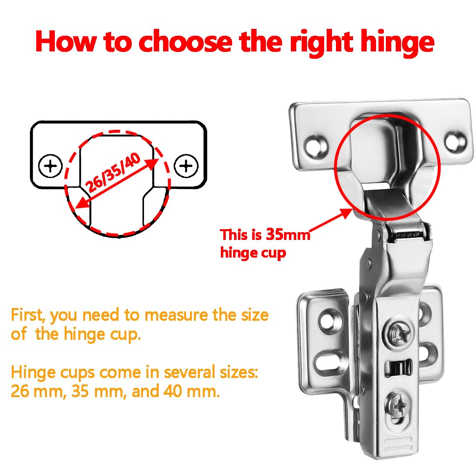 20pcs Half Overlay Cabinet Hinge Frameless Concealed Door Hinges European Soft Closing Four-Hole Mounting Plate Hinges Nickel Plated Finish - color: Half Overlay, size: 10 Pairs