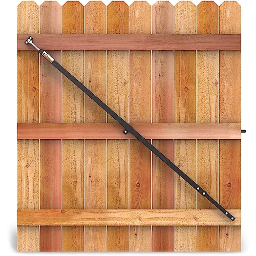 9' Telescopic Gate Brace - Wood Privacy Fence Anti Sag Gate Brace Kit - Gate Hardware Kit for Outdoor Wooden Fence Gates, 1 PATENTED USA made brace (9' Telescopic (56" - 108"), Black) - size: 9' Telescopic (56" - 108")