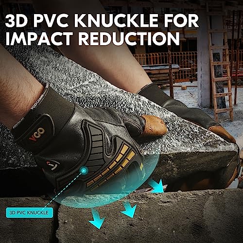 Vgo... Cut Resistant Gloves, Cutproof Leather Work Gloves Men Women,EN388 level E, ANSI level A5,Touchscreen,Mechanics Gloves - color: Brown(goat Leather), size: X-Large(1 Pair)