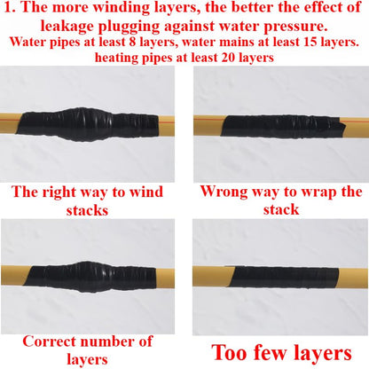 Pipe Tape, Super Strong Waterproof Leak-Proof Sealing Repair Silicone Adhesive, Also Suitable for Repairing Other Items (Black-2.5X150cm) - color: Black-2.5X150cm