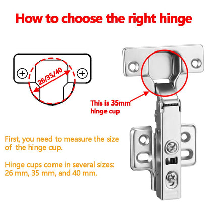 40pcs Full Overlay Cabinet Hinge Frameless Concealed Door Hinges European Soft Closing Four-Hole Mounting Plate Hinges Nickel Plated Finish - color: Full Overlay, size: 20 Pair