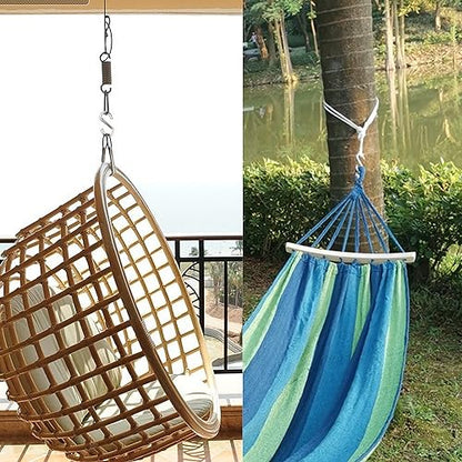 FDKJEJC 2 Pack 3.3-Inch Heavy Duty S Hooks, 304 Stainless Steel Swing Hammock Hooks, Maximum Load Capacity 557 lbs