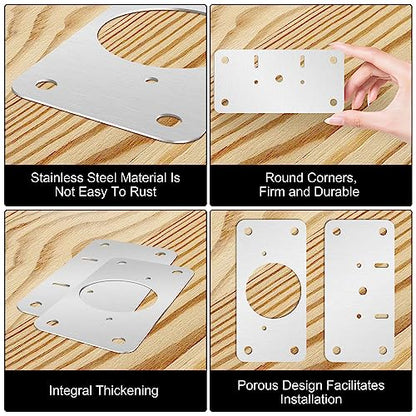 12-Pack Cabinet Hinge Repair Kit - Hinge Fixing Plates for Kitchen, Cupboard, Locker, Cabinet Doors