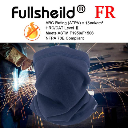 Fullsheild FR Flame Resistant Face Mask Full Cover Neck Gaiter Snood for Welding Hunting Army Military Working - color: Navy-winter Fleece