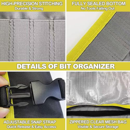 Drill Bit Organizer, Roll Up Drill Bit Storage Organizer Case, Heavy Duty Bit Holder Pouch with Zipper, Tools Organizer Pouch Bag with Snap Spring Closure for Men(Bag Only) – Stocking Stuffers