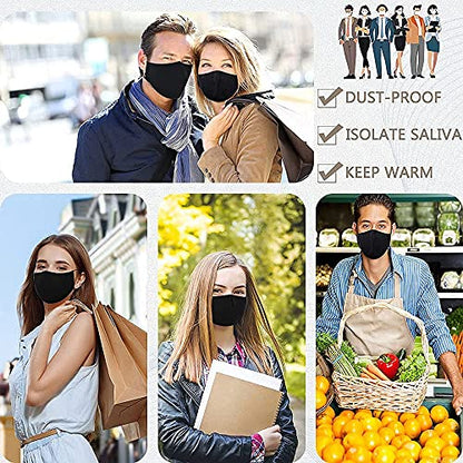 Black Reusable Breathable Cloth Face Protection，Adjustable Washable Male and Women Fashion Face Protection Cover - color: 10pcs