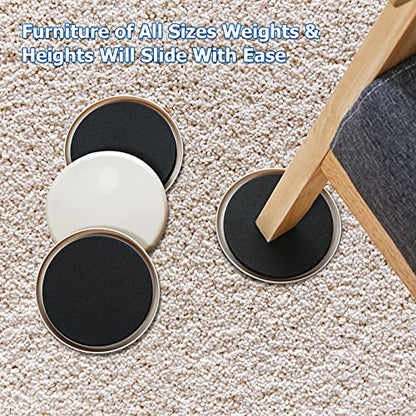 Furniture Sliders for Carpet, 8 Pcs 5" Round Furniture Moving Pads, Heavy-Duty Furniture Movers - Reusable Slider, Move Any Item Quickly, Easily and Safe! - size: Beige