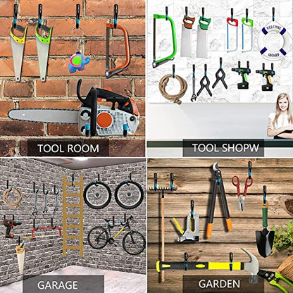 Heavy Duty Steel Garage Storage Utility Hooks, 8 Pack Wall Mount Hanging Storage Utility Naikozmo Hanger, Black and Red