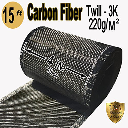 15 Ft Carbon Fiber Basement Wall Crack Repair Kit - 12K Tow Fabric with Epoxy Resin and Hardener - Concrete Foundation Reinforcement (4 Inch Wide)