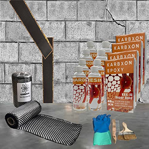 100 ft - Carbon Fiber-Basement Wall Crack Repair Kit - Carbon Fiber Foundation Wall Repair - Easy to use Includes Instructions