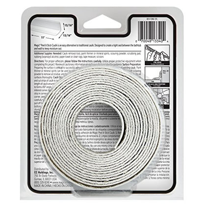 Magic Tub & Wall Peel and Caulk Strip - Create a Tight Seal Between The Bathtub and Wall to Keep Moisture Out - 1-5/8 Inch by 11 Feet - White (Pack of 6) - size: 1 Count (Pack of 6)