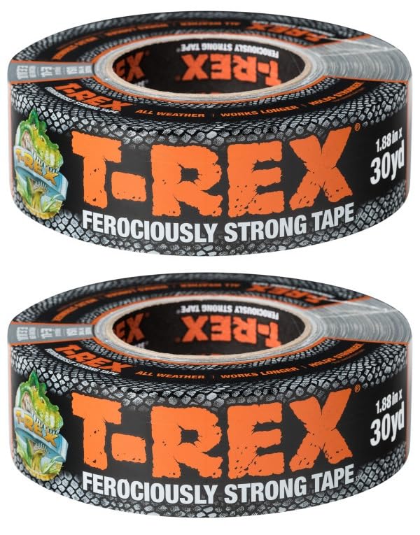 T-Rex Tape Heavy Duty Duct Tape with UV Resistant & Waterproof Backing for Ferociously Strong Repairs, 1.88" x 30 yd, Gunmetal Gray, 2 Rolls - color: Gunmetal Gray, size: 2-Rolls, 30 Yds x 1.88"