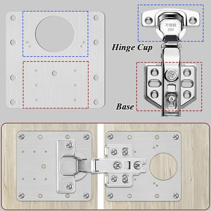 4pack Hinge Repair Plates, Cupboard Door Hinge Replacement Plate Kit with 24pcs Screw, Flat Stainless Steel Kitchen Cabinet Fixing Joining Wardrobe Mending Bracket with Holes, 9x9cm, Silver - color: 4pcs 9x9cm