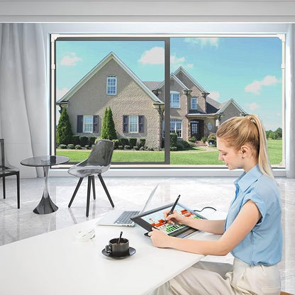DIY Magnetic Window Screen with Adjustable Size | Easy and Fast Installation, Window Screen net kit White Frame with Gray Fiberglass mesh - size: 71"x49"(180x125cm)