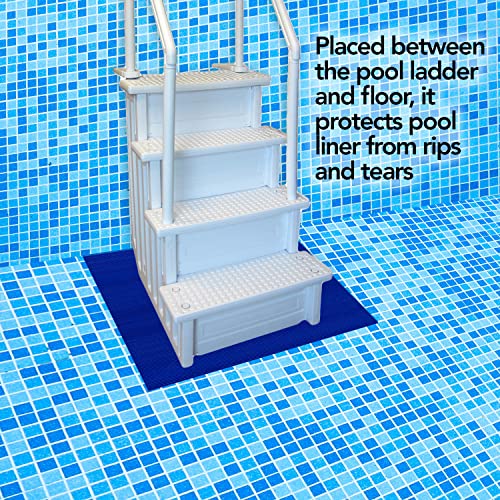 RESILIA Stay-Put Swimming Pool Ladder Mat - Non-Slip, Wide Ribbed, Protective Pad, 36 Inches x 36 Inches, 0.125 Inch Thick, Royal Blue, Made in USA - color: Royal Blue