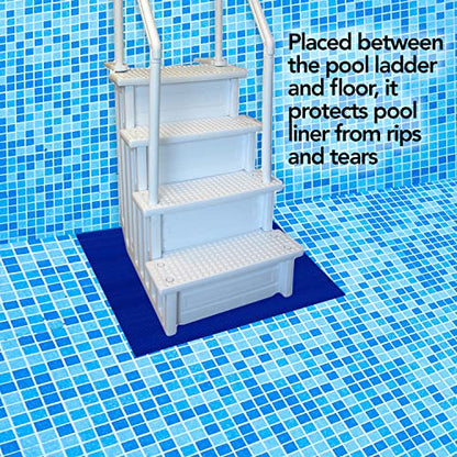 RESILIA Stay-Put Swimming Pool Ladder Mat - Non-Slip, Wide Ribbed, Protective Pad, 36 Inches x 36 Inches, 0.125 Inch Thick, Royal Blue, Made in USA - color: Royal Blue
