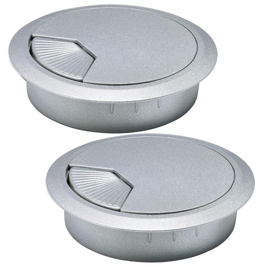 EASYEAH 2 Pcs Desk Grommet 3-1/8" / 80 mm, Desk Cord Hole Cover, Cable Grommet ABS Plastic, Desk Hole Grommet for Home & Office Pc, Detachable Adjustable Cable Cord Organizer-Silvery - color: 2pcs Silvery, size: 3-1/8" / 80 mm
