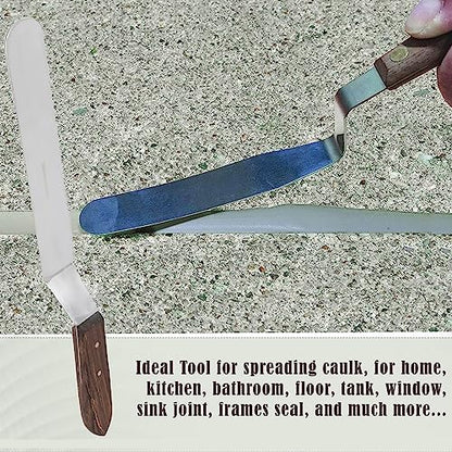 A2Z Scilab Brand Engineering Classic Offset Caulk Tooling Spatula, Stainless Steel (10 Inch Long Offset Blade) - style: 10 Inch Long Offset Blade