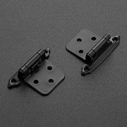 Ravinte 50 Pack 25 Pairs 1/2" Overlay Cabinet Door Hinges Kitchen Black Semi-Concealed Hinges Face Mount Self-Closing Cabinet Hardware with Bumpers & Screwdriver - size: 1/2 inch Overlay