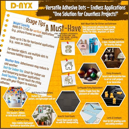 Double Sided Tape Sticky Dot Stickers 280, 350, 450, 550 or 700 Pack Removable Putty No Trace Clear Sticky Tack Waterproof Small Stickers for Festival Decoration Picture (550 Sticky Dots) - style: 550 Sticky Dots