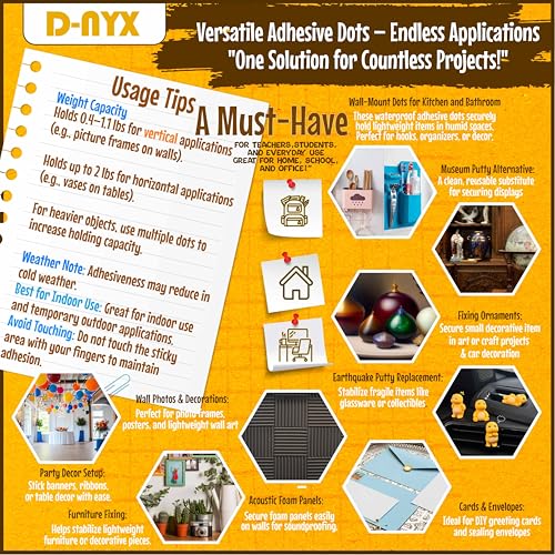 Double Sided Tape Sticky Dot Stickers 280, 350, 450, 550 or 700 Pack Removable Putty No Trace Clear Sticky Tack Waterproof Small Stickers for Festival Decoration Picture (550 Sticky Dots) - style: 550 Sticky Dots