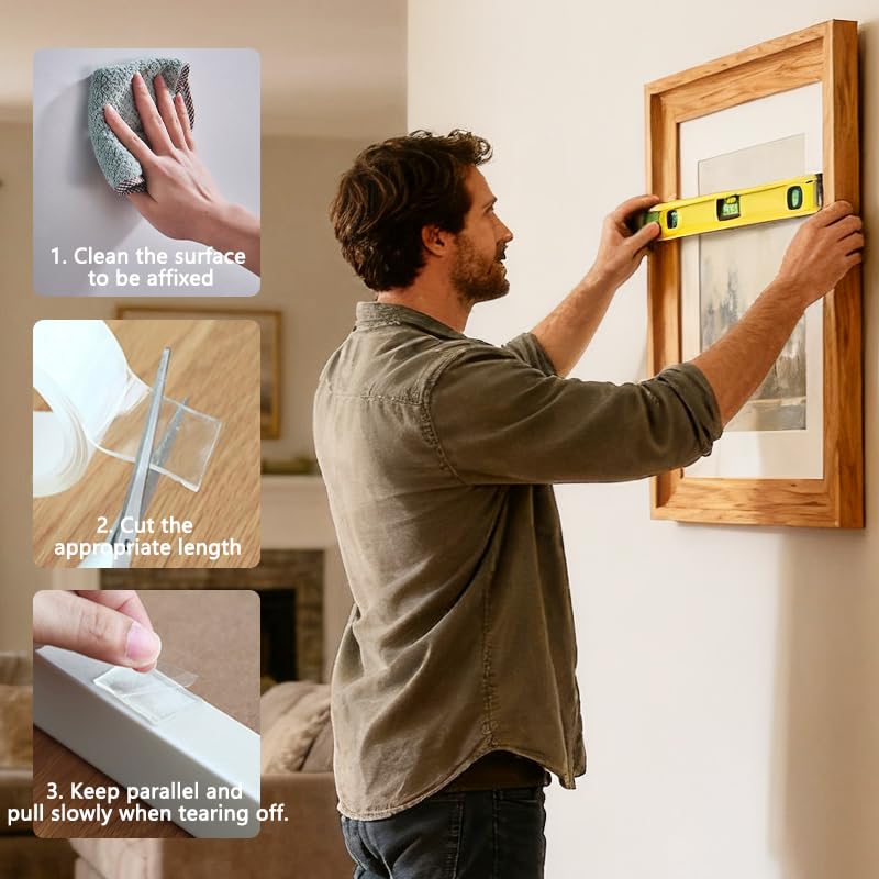 SPLASHGRIP Double Sided Tape Heavy Duty Removable Nano Tape Multipurpose Mounting Tape for Poster Carpet Picture Hanging Strip Rug WallCarpets Outdoor Home Office (9.85 Feet) - size: 9.85 Feet