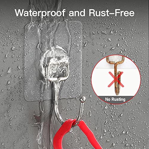 Large Adhesive Hooks for Hanging Heavy-Duty 44Ib(Max) 30 Packs, Wall Hangers without Nails Self-Adhesive Traceless Clear and Removable, Waterproof and Rustproof Multiple Uses for Bathroom Kitchen Home - size: 30 Large Hooks