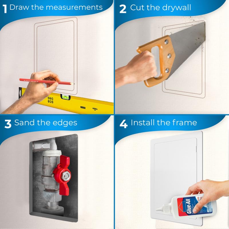 Access Panel for Drywall - 14 x 29 inch - Insulated - Wall Hole Cover - Access Door - Access Panel Drywall - Heavy Durable Plastic White - Wall Access Panel for Drywall - size: 14 x 29 Insulated