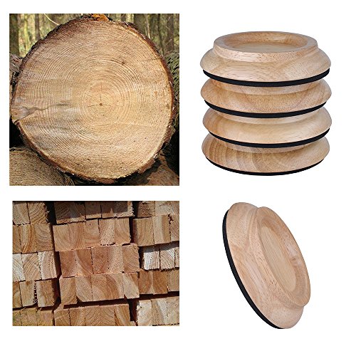 Upright Piano Caster Cups,Premium Quality Hardwood Piano Caster Pads Furniture Leg Pad Set of 4,with Non-Slip Moisture-Proof& Anti-Noise Felt Pads for Hardwood Floor Protectors (Natural Wood) - color: Natural Wood