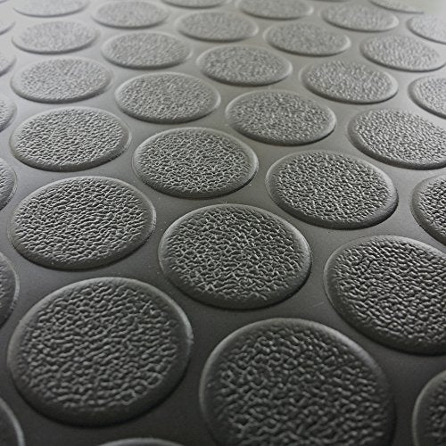Rubber-Cal Coin-Grip Flooring and Rolling Mat - color: Dark Grey, size: 2mm X 4 X 8-feet