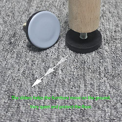 Furniture Leveler PTFE(Teflon) Bottom(50mm Large Base),Thread Shank(3/8-16) Adjust Pads,Table/Chair/Cabinet/Sofa Medium Adjustable Legs Leveling,Nuts Installation and Floor Protection(4 Pack) - size: 50mm Base 3/8-16 x 2", 4 Pack