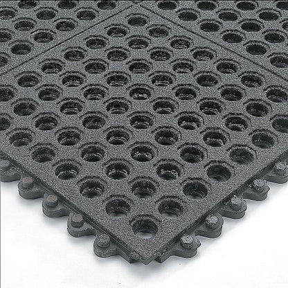 Wearwell 576.58X3X3CFRBK 24/Seven GritWorks Cutting Fluid Resistant Anti-Fatigue Open Mat, for Mineral oil-based fluids, 3' x 3' x 5/8" Thickness, Black - color: Black, style: GritWorks Drainage Mat