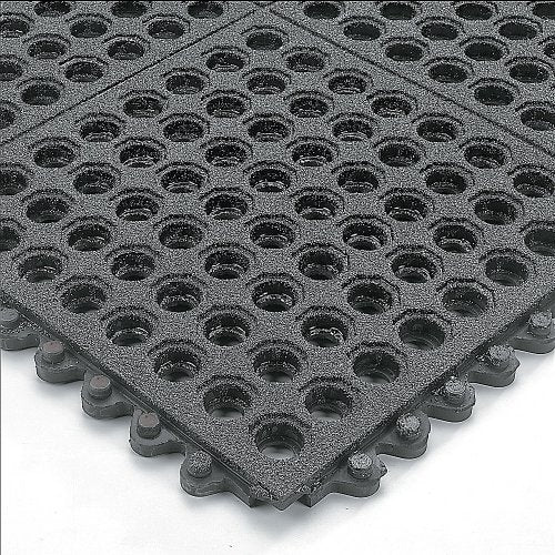 Wearwell 576.58X3X3CFRBK 24/Seven GritWorks Cutting Fluid Resistant Anti-Fatigue Open Mat, for Mineral oil-based fluids, 3' x 3' x 5/8" Thickness, Black - color: Black, style: GritWorks Drainage Mat