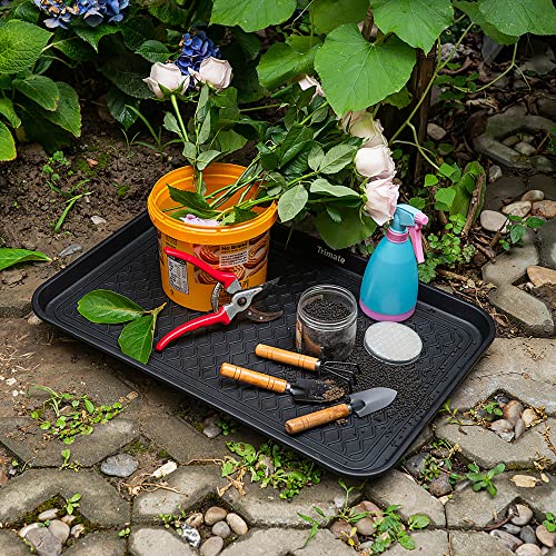 All Weather Boot Tray, 2 Pack Water Resistant Plastic, Multi-Purpose for Shoes, Pet Feeding Trays, Garden-Mudroom Entryway, Garage, Indoor or Outdoor - Medium, 24"x16" - (Black) - style: 2 pack - 24 x 16