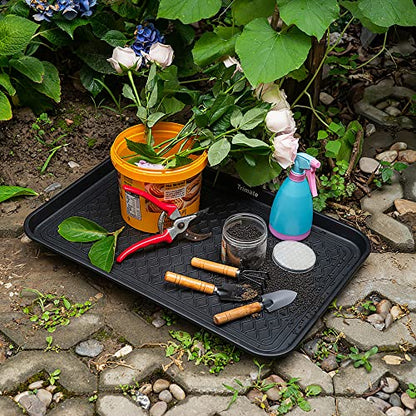 All Weather Boot Tray, 2 Pack Water Resistant Plastic, Multi-Purpose for Shoes, Pet Feeding Trays, Garden-Mudroom Entryway, Garage, Indoor or Outdoor - Medium, 24"x16" - (Black) - style: 2 pack - 24 x 16