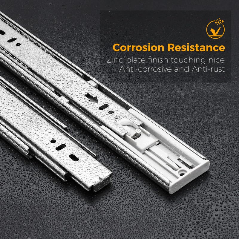 16 Inches Drawer Slides - 1 Pair Soft Close Drawer Slides Heavy Duty Side Mount Ball Bearing Brushed Nickel Drawer Rails with Mounting Brackets, Silver - size: 16 Inch