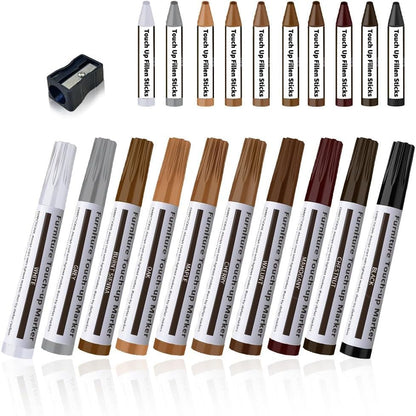 Repair Pen Wooden Furniture Floor Scratch Repair Markers and Wax Sticks Set of 21 for Stains, Scratches, Wood Floors, Tables, Desks, Carpenters, Bedposts, Touch Ups, and Cover Ups