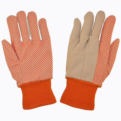 Cordova Weight Gloves, Cotton Canvas, Hi-Vis PVC Dots, Knit Wrist, Large, 12-Pack - style: Heavy Weight